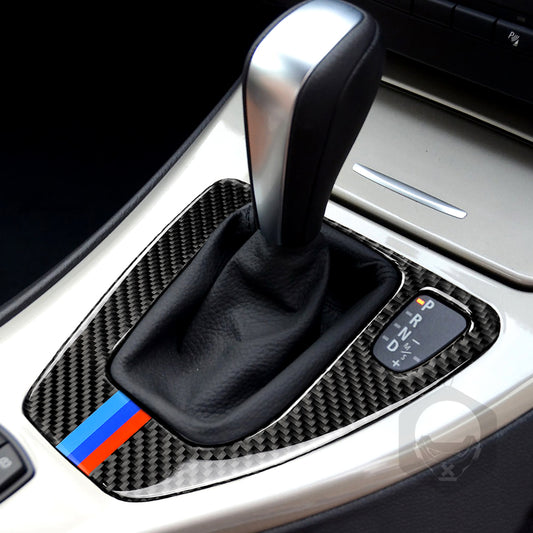 Pinalloy carbon fiber shift control panel car interior frame sticker Suitable for BMW E90/E92/E93 3 series Right drive（BMW color）