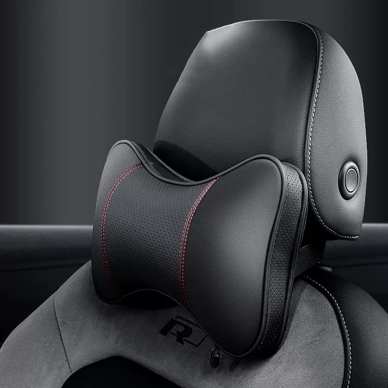 Pair of Genuine Leather Car Headrest Neck Pillows - Innovative Car Interior Accessories for Comfortable Seating