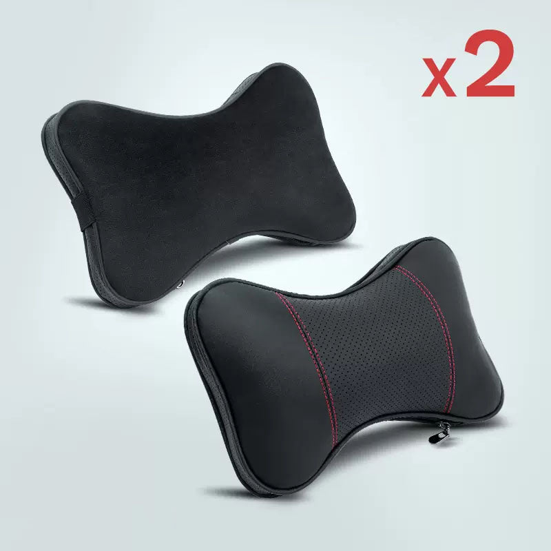 Pair of Genuine Leather Car Headrest Neck Pillows - Innovative Car Interior Accessories for Comfortable Seating