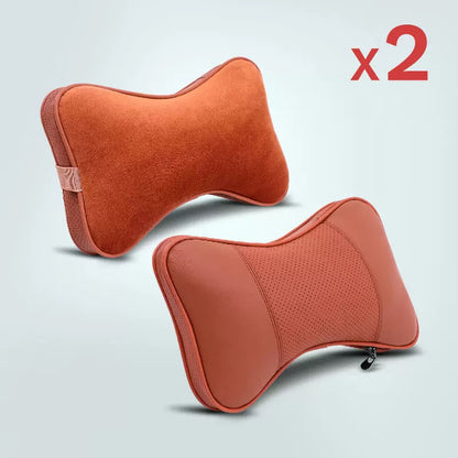 Pair of Genuine Leather Car Headrest Neck Pillows - Innovative Car Interior Accessories for Comfortable Seating