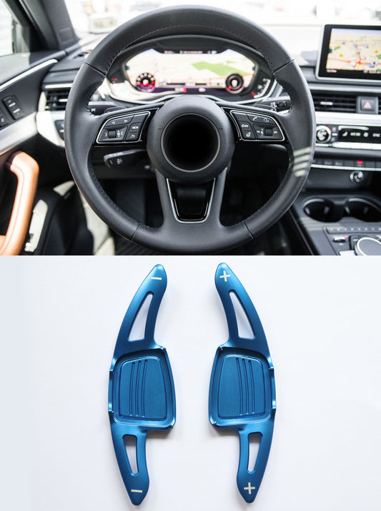 Pinalloy Aluminum Paddle Shift Extensions for Compatible with Automatic Audi A/S/Q Series TT TTS (Blue)