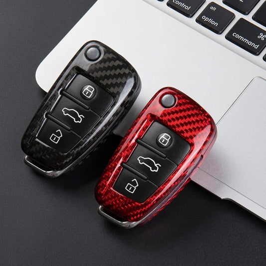 Deluxe Real Carbon Fiber Remote Flip Key Cover Case for Compatible Models