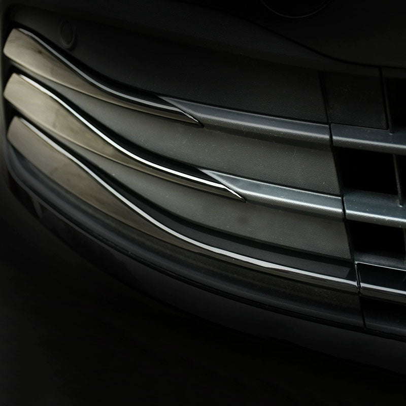 Custom front grille trim strips for Golf 8 Models, modified black warrior kit for exterior decoration and body styling.