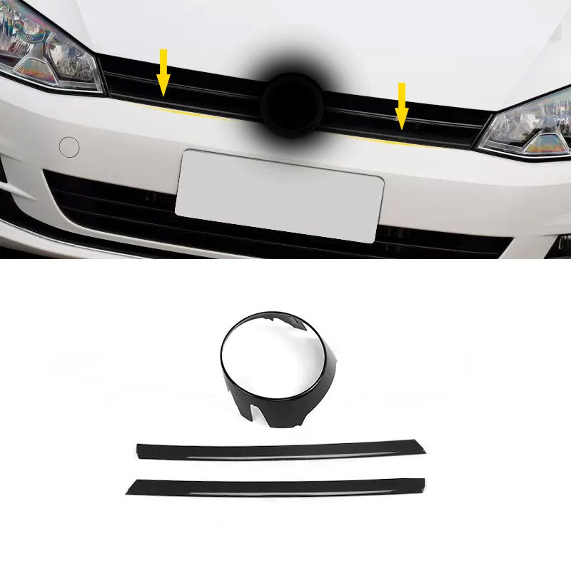 Glossy Black ABS Front Frame Grill Line Liner for compatible with MK7 Models