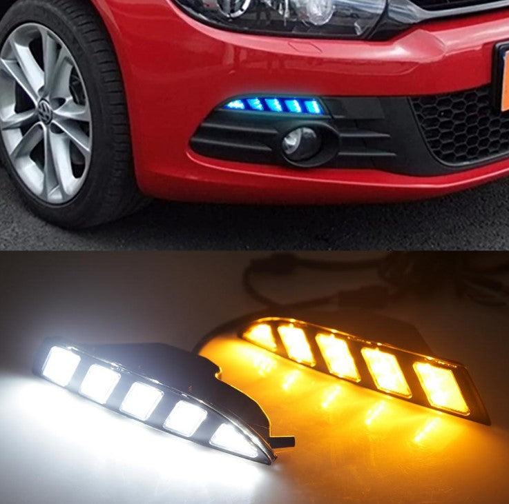 2pcs DRL LED Daytime Running Light With Turning Signal yellow For  Volkswagen VW Scirocco 2009-2015