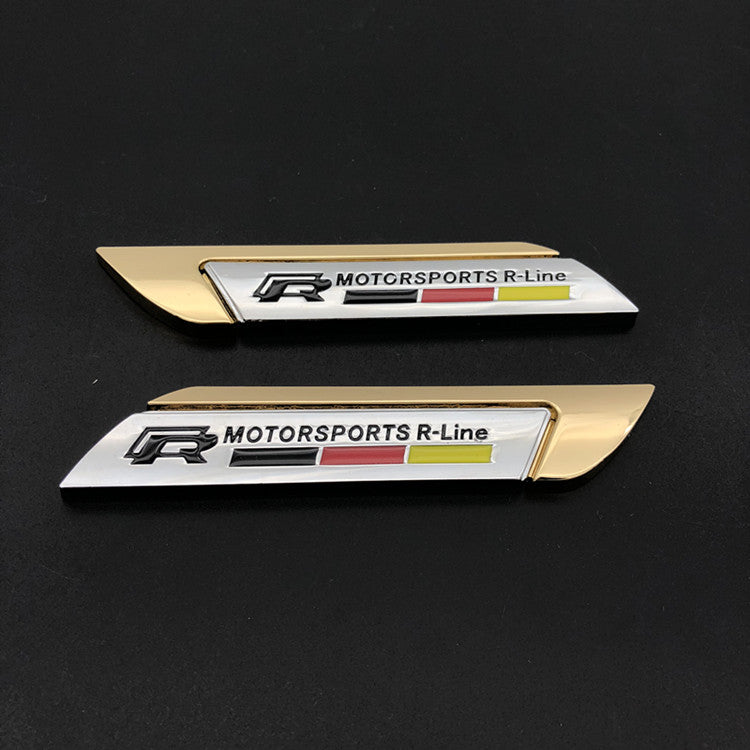 (Set of 2) Pinalloy Gold ABS Stickers Blade Side Mark Emblem with Moto