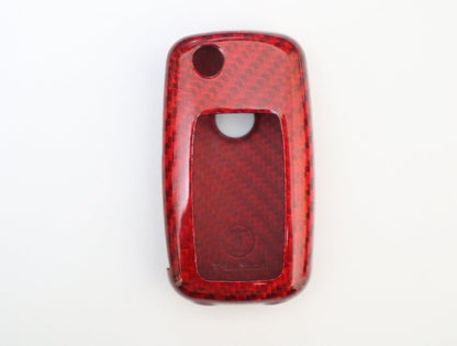 Pinalloy Red Deluxe Real Carbon Fiber Remote Flip Key Cover Case Skin Shell for VW Seat Skoda - Pinalloy Online Auto Accessories Lightweight Car Kit 