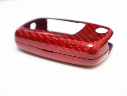 Pinalloy Red Deluxe Real Carbon Fiber Remote Flip Key Cover Case Skin Shell for VW Seat Skoda - Pinalloy Online Auto Accessories Lightweight Car Kit 