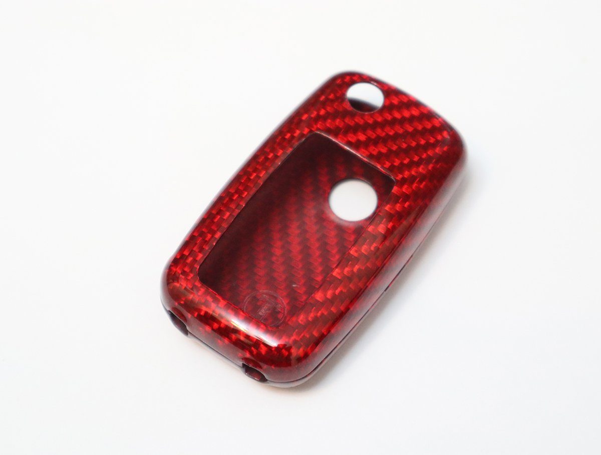 Pinalloy Red Deluxe Real Carbon Fiber Remote Flip Key Cover Case Skin Shell for VW Seat Skoda - Pinalloy Online Auto Accessories Lightweight Car Kit 