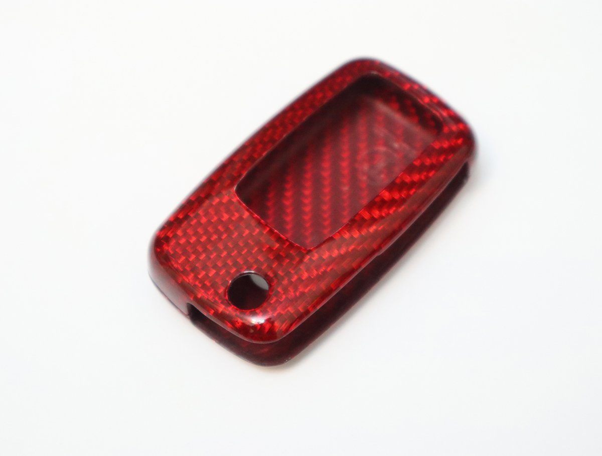 Pinalloy Red Deluxe Real Carbon Fiber Remote Flip Key Cover Case Skin Shell for VW Seat Skoda - Pinalloy Online Auto Accessories Lightweight Car Kit 