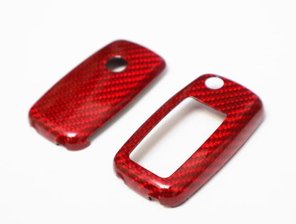 Pinalloy Red Deluxe Real Carbon Fiber Remote Flip Key Cover Case Skin Shell for VW Seat Skoda - Pinalloy Online Auto Accessories Lightweight Car Kit 