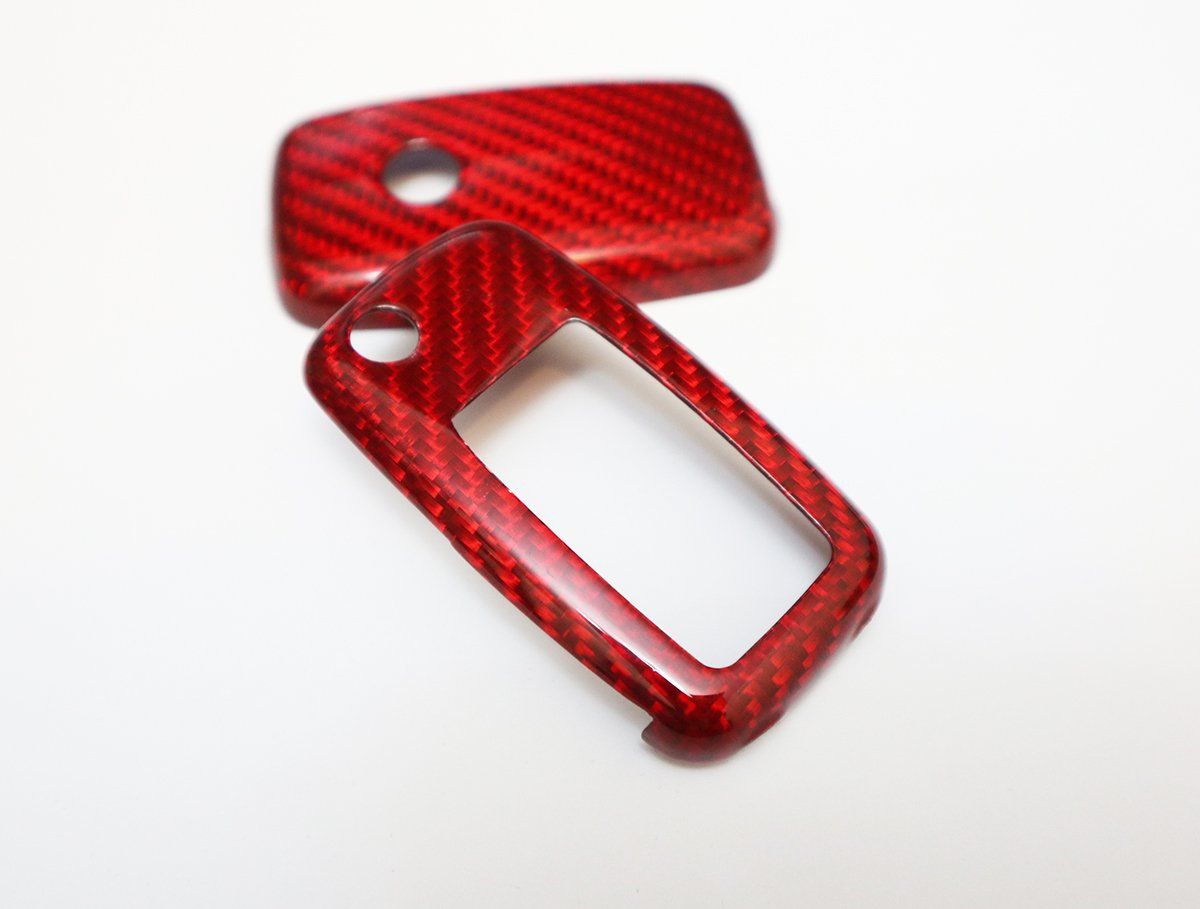 Pinalloy Red Deluxe Real Carbon Fiber Remote Flip Key Cover Case Skin Shell for VW Seat Skoda - Pinalloy Online Auto Accessories Lightweight Car Kit 