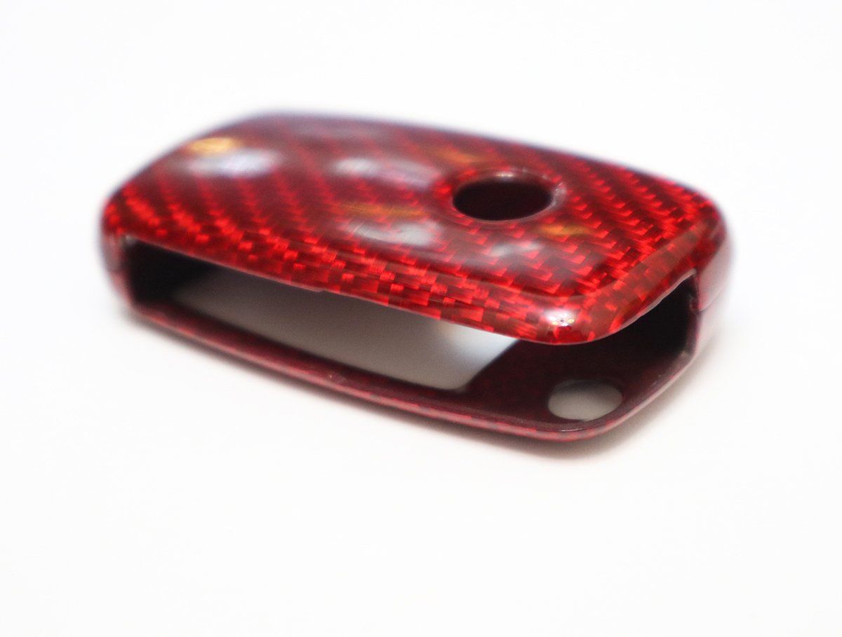 Pinalloy Red Deluxe Real Carbon Fiber Remote Flip Key Cover Case Skin Shell for VW Seat Skoda - Pinalloy Online Auto Accessories Lightweight Car Kit 