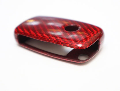 Pinalloy Red Deluxe Real Carbon Fiber Remote Flip Key Cover Case Skin Shell for VW Seat Skoda - Pinalloy Online Auto Accessories Lightweight Car Kit 