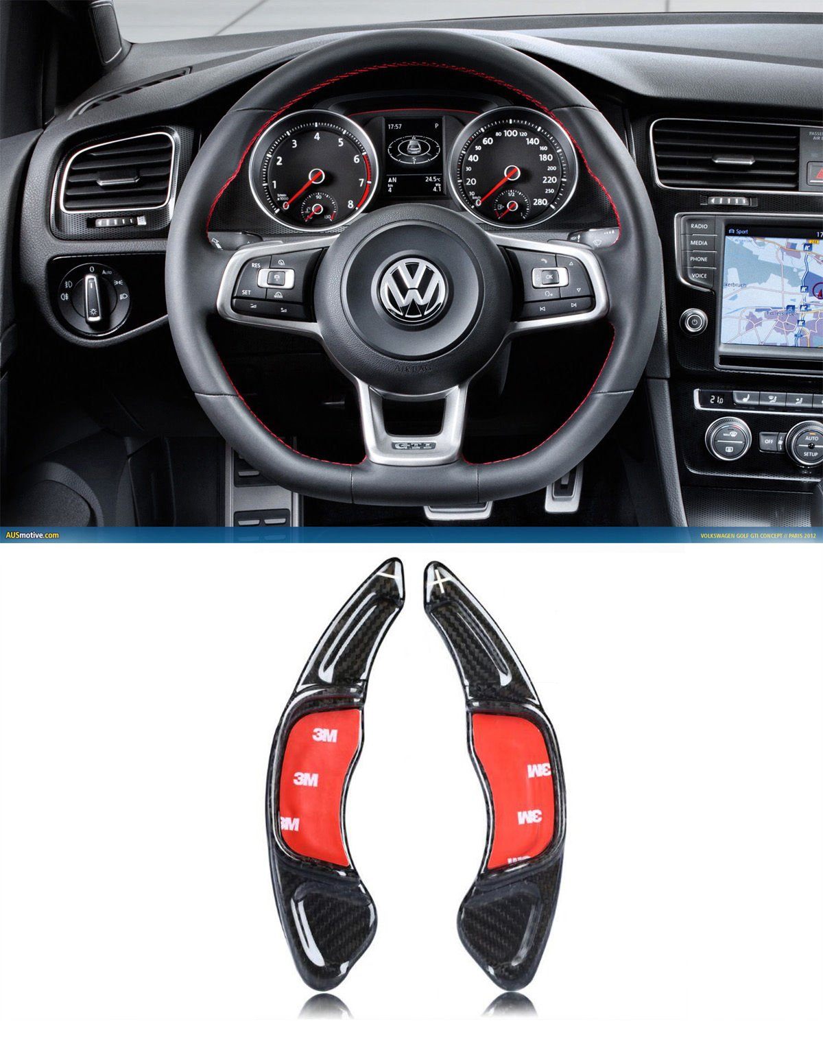 Pinalloy Carbon Fiber DSG Paddle Shifters Extension for VW MK7 GTI