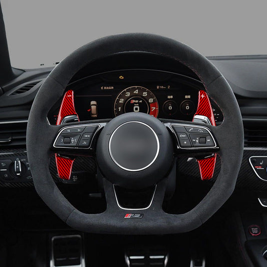 Red Carbon Fiber Paddle Shifters Extension fo 2016+ R8, TT RS, 2017+ RS3, RS5, 2018+ RS4, 2019+ RS6