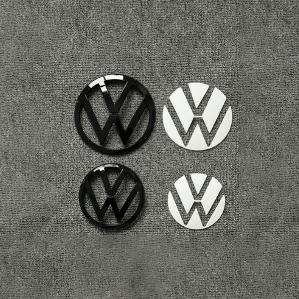 Pinalloy Front and Back Badge White Emblem Sticker + Frame for VW MK8